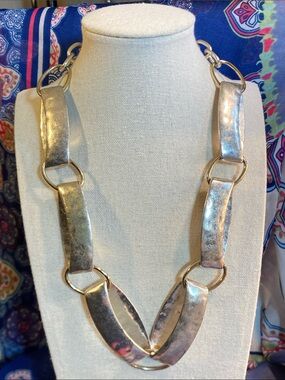 RLM SOHO Statement Link Necklace | Sculptural Silver Tone | Adjustable 18–25”